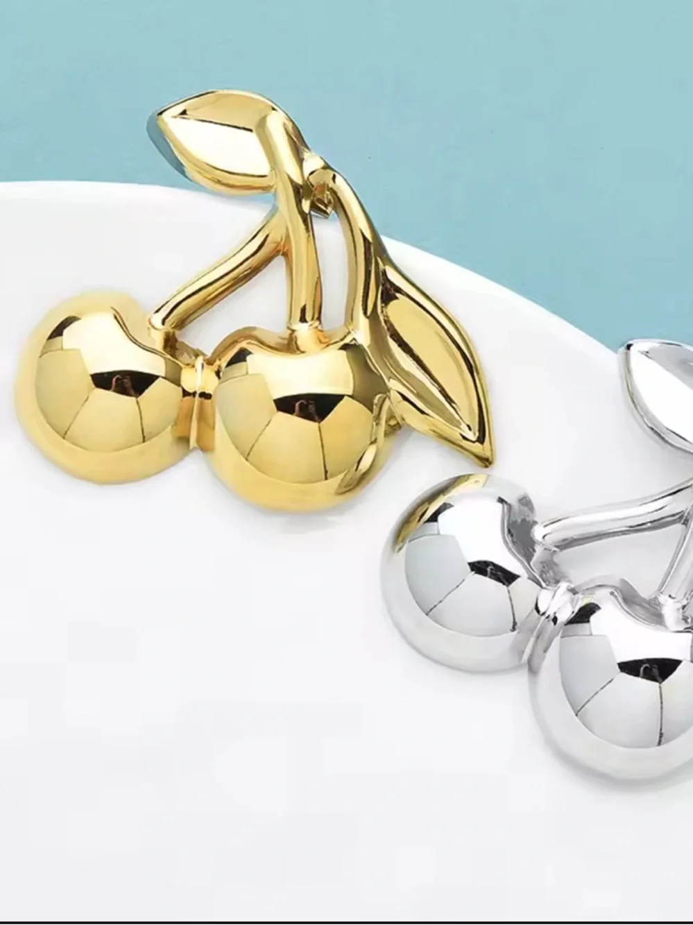 Gold Cherry Chic Brooch